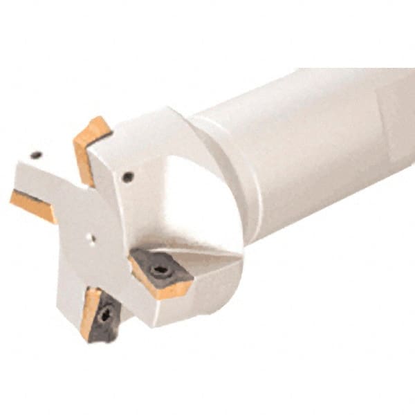 Iscar - 75° Lead Angle, 1-1/2" Cut Diam, 0.15" Max Depth of Cut, Indexable Chamfer and Angle End Mill - 4 Inserts, AP.., HM90 AP.T Insert Style, 4" Overall Length, Straight Shank - Exact Tooling