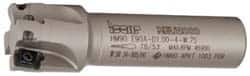 Iscar - 1" Cut Diam, 0.394" Max Depth of Cut, 3/4" Shank Diam, 3.38" OAL, Indexable Square Shoulder End Mill - AP..1003.., HM90 AP..1003.. Inserts, Weldon Shank, 90° Lead Angle, Series Heli2000 - Exact Tooling