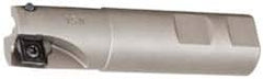 Iscar - 1" Cut Diam, 0.56" Max Depth of Cut, 1" Shank Diam, 4" OAL, Indexable Square Shoulder End Mill - AD..1505.., HM90 AD..1505 Inserts, Weldon Shank, 90° Lead Angle, Series Heli2000 - Exact Tooling