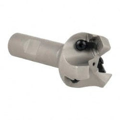 Iscar - 45° Lead Angle, 1.8" Max Cut Diam, 1-1/4" Min Cut Diam, 0.236" Max Depth of Cut, Indexable Chamfer and Angle End Mill - 3 Inserts, SE.N/R 12.. Insert Style, 3-1/2" Overall Length, Straight Shank - Exact Tooling