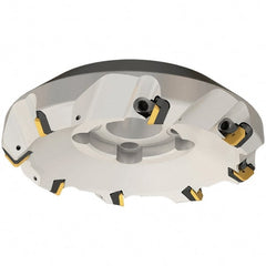 Iscar - 2" Cut Diam, 3/4" Arbor Hole, 0.23" Max Depth of Cut, 45° Indexable Chamfer & Angle Face Mill - 4 Inserts, SEKN/R 12... Insert, Right Hand Cut, 4 Flutes, Series F45E - Exact Tooling