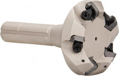 Iscar - 45° Lead Angle, 81.2mm Max Cut Diam, 63mm Min Cut Diam, 6.5mm Max Depth of Cut, Indexable Chamfer and Angle End Mill - 5 Inserts, SE.N/R 12.. Insert Style, 140mm Overall Length, Taper Shank - Exact Tooling