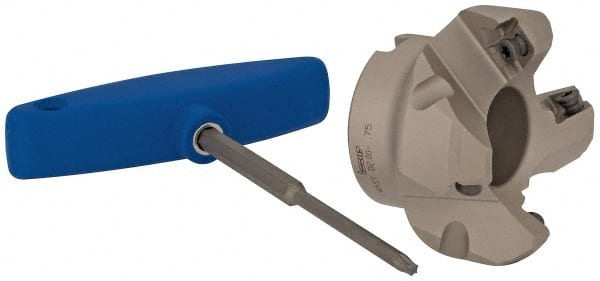 Iscar - 2" Cut Diam, 3/4" Arbor Hole, 0.26" Max Depth of Cut, 45° Indexable Chamfer & Angle Face Mill - 4 Inserts, SE.. 1204...\xB6SE.. 12T3.. Insert, Right Hand Cut, 4 Flutes, Series F45ST - Exact Tooling