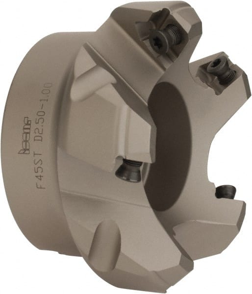 Iscar - 2-1/2" Cut Diam, 1" Arbor Hole, 0.26" Max Depth of Cut, 45° Indexable Chamfer & Angle Face Mill - 5 Inserts, SE.. 1204...\xB6SE.. 12T3.. Insert, Right Hand Cut, 5 Flutes, Series F45ST - Exact Tooling
