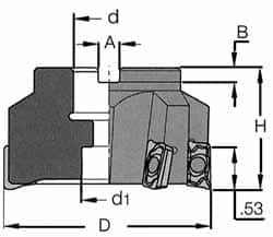 Iscar - 9 Inserts, 5" Cut Diam, 1-1/2" Arbor Diam, 0.56" Max Depth of Cut, Indexable Square-Shoulder Face Mill - 0/90° Lead Angle, 2.38" High, HM 90 ADKT 1505... Insert Compatibility, Series HM90 - Exact Tooling