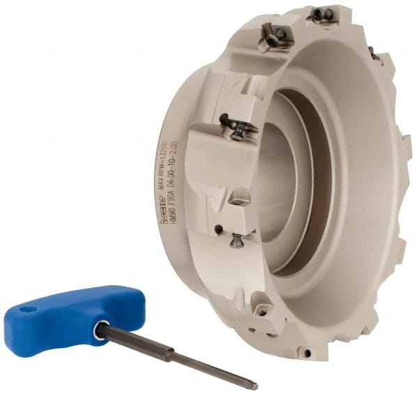 Iscar - 10 Inserts, 6" Cut Diam, 2" Arbor Diam, 0.56" Max Depth of Cut, Indexable Square-Shoulder Face Mill - 0/90° Lead Angle, 2.38" High, AD..1505.. & HM90 AD..1505.. Insert Compatibility, Series HM90 - Exact Tooling