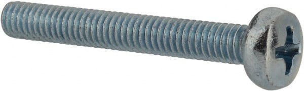 Value Collection - M4x0.70, 30mm Length Under Head Phillips Drive Machine Screw - Pan Head, Grade 4.8 Steel, Zinc-Plated Finish, Without Washer - Exact Tooling