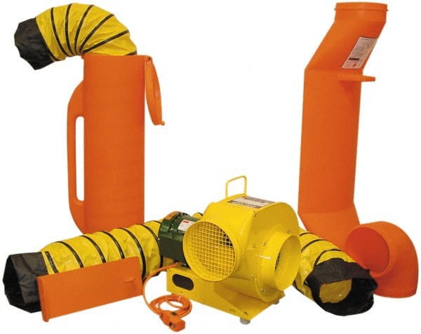 AIR Systems - Blower & Fan Kits; Type: Centrifugal Blower Kit ; Type of Power: Electrical (AC) ; Inlet/Outlet Size (Inch): 8 ; Cubic Feet per Minute (CFM): 1047 (One 90? Bend); 1570 (Free Air) ; Horsepower (HP): 0.75 ; Explosion Proof: No - Exact Tooling