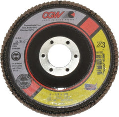 Camel Grinding Wheels - 120 Grit, 4-1/2" Disc Diam, 7/8" Center Hole, Type 27 Zirconia Alumina Flap Disc - 13,300 Max RPM, Poly Cotton Backing, Arbor Attaching System, Coated - Exact Tooling