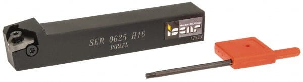 Iscar - External Thread, Right Hand Cut, 0.63" Shank Width x 0.63" Shank Height Indexable Threading Toolholder - 4" OAL, H 16 Insert Compatibility, SE Toolholder, Series SER - Exact Tooling