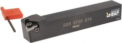 Iscar - External Thread, Right Hand Cut, 3/4" Shank Width x 3/4" Shank Height Indexable Threading Toolholder - 5" OAL, K 16 Insert Compatibility, SE Toolholder, Series SER - Exact Tooling