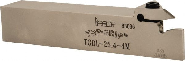 Iscar - TGD, External, Left Hand, 0.59" Max Depth of Cut, 0.157 to 0.197" Groove Width, Indexable Grooving Tool Holder - TGM... Insert Compatibility, 1" Shank Height, 1" Shank Width, 5-1/2" OAL - Exact Tooling