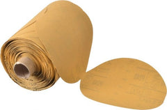 3M - 5" Diam, 240 Grit Aluminum Oxide Adhesive PSA Disc - Very Fine Grade, Gold, A Weighted Backing, Flexible, Use with Random Orbital Sanders - Exact Tooling