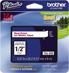 Brother - 1/2" Wide x 314.4" Long, White Plastic/Paper Tape Cassette - For Label Maker - Exact Tooling