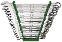 SK - 15 Piece, 1/4 to 1", Combination Wrench Set - Inch System of Measurement, Chrome Finish, Comes in Rack - Exact Tooling