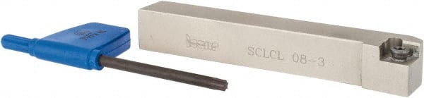 Iscar - SCLC, Left Hand Cut, 1/2" Shank Height x 1/2" Shank Width, Neutral Rake Indexable Turning Toolholder - 3-1/2" OAL, CC.T 3 Insert Compatibility, Series Isoturn - Exact Tooling