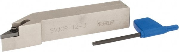 Iscar - SVJC, Right Hand Cut, 3° Lead Angle, 3/4" Shank Height x 3/4" Shank Width, Neutral Rake Indexable Turning Toolholder - 4-1/2" OAL, VB..33. Insert Compatibility, Series Isoturn - Exact Tooling