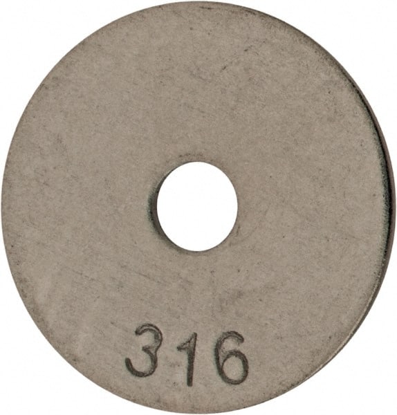 Value Collection - #10 Screw, Grade 316 Stainless Steel Fender Flat Washer - 13/64" ID x 1" OD, 0.04" Thick, Plain Finish - Exact Tooling