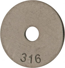 Value Collection - #10 Screw, Grade 316 Stainless Steel Fender Flat Washer - 13/64" ID x 1" OD, 0.04" Thick, Plain Finish - Exact Tooling