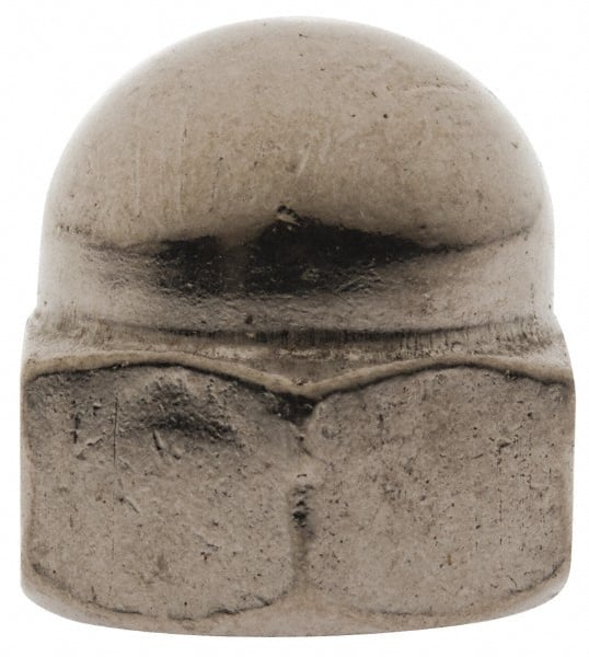 Value Collection - 1/4-20" UNC, 7/16" Width Across Flats, Uncoated, Stainless Steel Acorn Nut - 15/32" Overall Height, Grade 316 - Exact Tooling