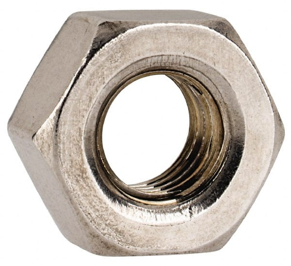 Value Collection - 1/4-28 UNF Stainless Steel Right Hand Hex Nut - 7/16" Across Flats, 3/16" High, Uncoated - Exact Tooling