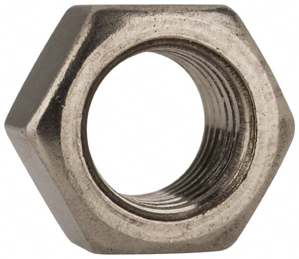 Value Collection - 3/8-24 UNF Stainless Steel Right Hand Hex Nut - 9/16" Across Flats, 21/64" High, Uncoated - Exact Tooling