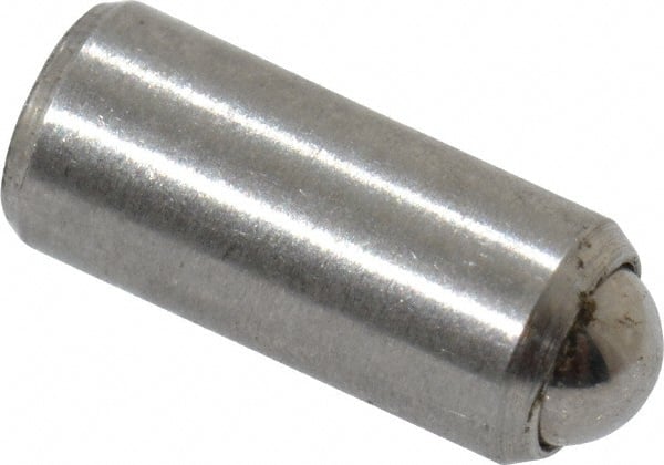 Gibraltar - 0.284" Body Length x 1/8" Body Diam, 0.75 Lb Init to 2.5 Lb Final End Force, Stainless Steel Press Fit Ball Plunger - 0.093" Ball Diam, 0.035" Max Ball Reach, +0.0010; +0.0020" Tolerance - Exact Tooling