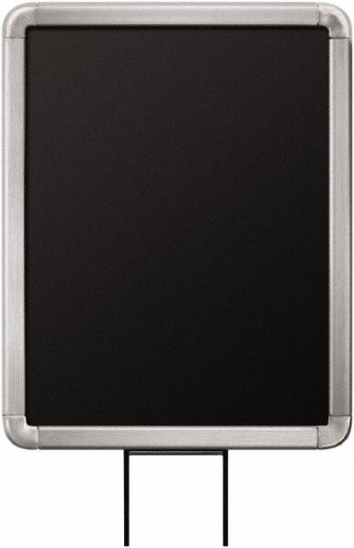 Lavi Industries - 11" High x 8-1/2" Long x 8-1/2" Wide Barrier Sign Frame - Aluminum, Satin Chrome Finish, Satin Aluminum, Use with Stanchion - Exact Tooling