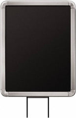 Lavi Industries - 11" High x 8-1/2" Long x 8-1/2" Wide Barrier Sign Frame - Aluminum, Satin Chrome Finish, Satin Aluminum, Use with Stanchion - Exact Tooling