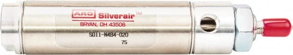 ARO/Ingersoll-Rand - 6" Stroke x 3/4" Bore Double Acting Air Cylinder - 1/8 Port, 1/4-28 Rod Thread, 200 Max psi, -40 to 160°F - Exact Tooling