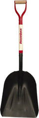 Razor-Back - 17" High x 14" Wide Square Steel Scoop - 27" Long Wood D-Grip Handle, No Step - Exact Tooling