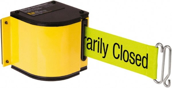 Lavi Industries - 3-1/2" High x 3-1/4" Long x 3-1/4" Wide Retractable Barrier Belt - Aluminum, Powdercoat Finish, Yellow, Use with Upright - Exact Tooling