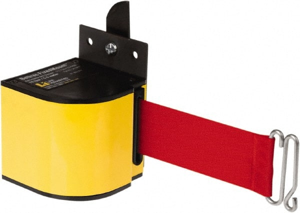 Lavi Industries - 3-1/2" High x 3-1/4" Long x 3-1/4" Wide Retractable Barrier Belt - Aluminum, Powdercoat Finish, Yellow, Use with Upright - Exact Tooling