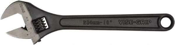 Irwin - 1-1/4" Jaw Capacity, 10" Standard Adjustable Wrench - Chrome Vanadium Steel, Black Finish - Exact Tooling