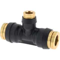 Parker - Plastic Push-To-Connect Tube Fittings; Type: Union Tee ; Tube Outside Diameter (Inch): 3/8 x 3/8 x 1/4 ; Maximum Working Pressure (psi): 250.00 ; Material: Nylon/Brass/Buna - Exact Tooling