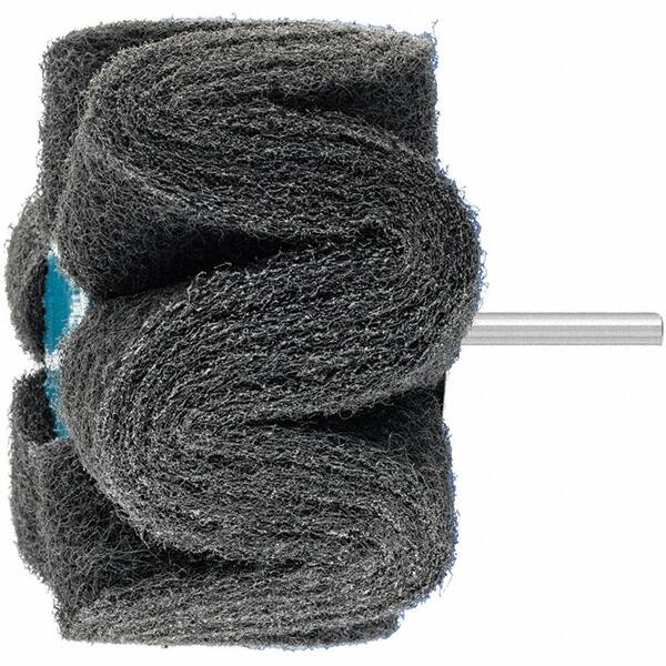 PFERD - 4" Diam x 2" Face Width, Silicon Carbide Nonwoven Mounted Flap Wheel - 1/4" Shank Mount, 280 Grit, 6,000 Max RPM - Exact Tooling