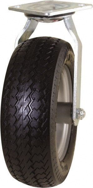 Marathon Industries - 10" Diam x 3-19/64" Wide x 12" OAH Top Plate Mount Swivel Caster - Polyurethane, 300 Lb Capacity, 4 x 4-1/2" Plate - Exact Tooling