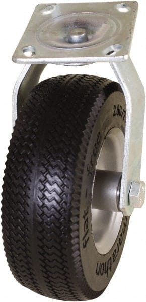 Marathon Industries - 8" Diam x 3-19/64" Wide x 10" OAH Top Plate Mount Swivel Caster - Polyurethane, 275 Lb Capacity, 4 x 4-1/2" Plate - Exact Tooling