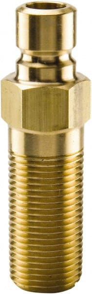 Parker - 1/8 NPTF Brass Hydraulic Hose Male Pipe Thread Extended Nipple - 200 psi, 6 GPM, Series Moldmate - Exact Tooling