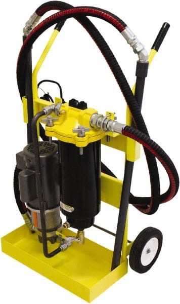 Parker - 16 GPM, 1" Hose Diam, Diesel Gear Tank Pump & Motor with a Water Separator Element - Cast Aluminum Pump, 1" Inlet, 1" Outlet, 110 Volts, 8' Hose Length, 3/4 hp - Exact Tooling