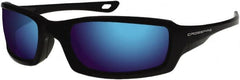 CrossFire - Blue Mirror Lenses, Framed Safety Glasses - Scratch Resistant, Metallic Blue Frame, Size Universal, Wrap Around - Exact Tooling