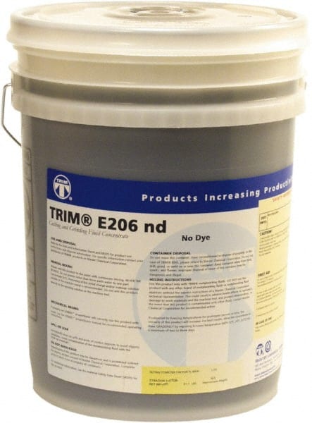 Master Fluid Solutions - Trim E206 nd, 5 Gal Pail Cutting & Grinding Fluid - Water Soluble, For Cutting, Grinding - Exact Tooling