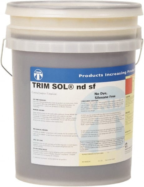 Master Fluid Solutions - Trim SOL ndsf, 5 Gal Pail Cutting & Grinding Fluid - Water Soluble, For Cutting, Grinding - Exact Tooling
