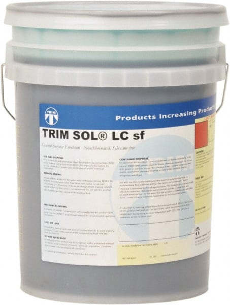 Master Fluid Solutions - Trim SOL LC sf, 5 Gal Pail Cutting & Grinding Fluid - Water Soluble, For Cutting, Grinding - Exact Tooling