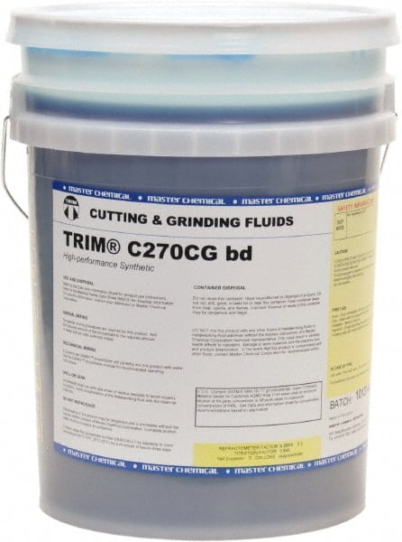 Master Fluid Solutions - Trim C270CG bd, 5 Gal Pail Cutting & Grinding Fluid - Synthetic, For Cutting, Grinding - Exact Tooling