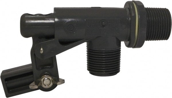 Control Devices - 3/4" Pipe, PVC, Angle Pattern-Single Seat, Mechanical Float Valve - 100 psi, MNPT End Connections - Exact Tooling