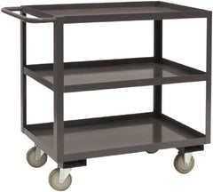 Durham - 1,200 Lb Capacity, 18" Wide x 36" Long x 37-5/8" High Service Cart - 3 Shelf, Steel, 2 Rigid/2 Swivel Casters - Exact Tooling