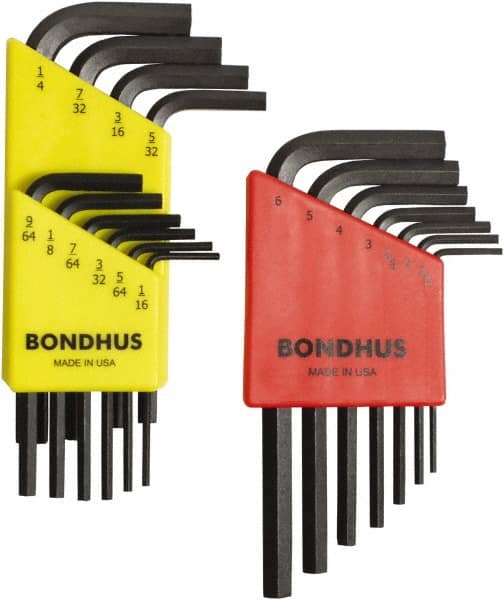 Bondhus - 17 Piece L-Key Hex Key Set - Hex Range 1/16 to 1/4", Protanium High Torque Steel - Exact Tooling