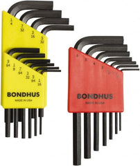 Bondhus - 17 Piece L-Key Hex Key Set - Hex Range 1/16 to 1/4", Protanium High Torque Steel - Exact Tooling