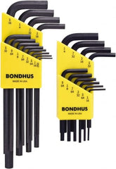 Bondhus - 22 Piece L-Key Hex Key Set - Hex Range 0.05 to 5/16", Protanium High Torque Steel - Exact Tooling